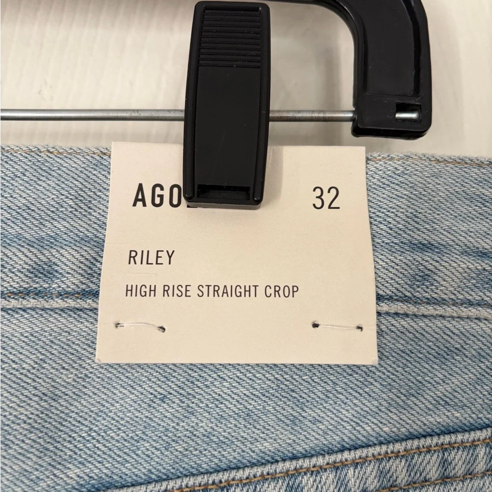 AGOLDE Jeans Riley High Rise Straight Crop in Shatter Size 32 Distressed Raw Hem